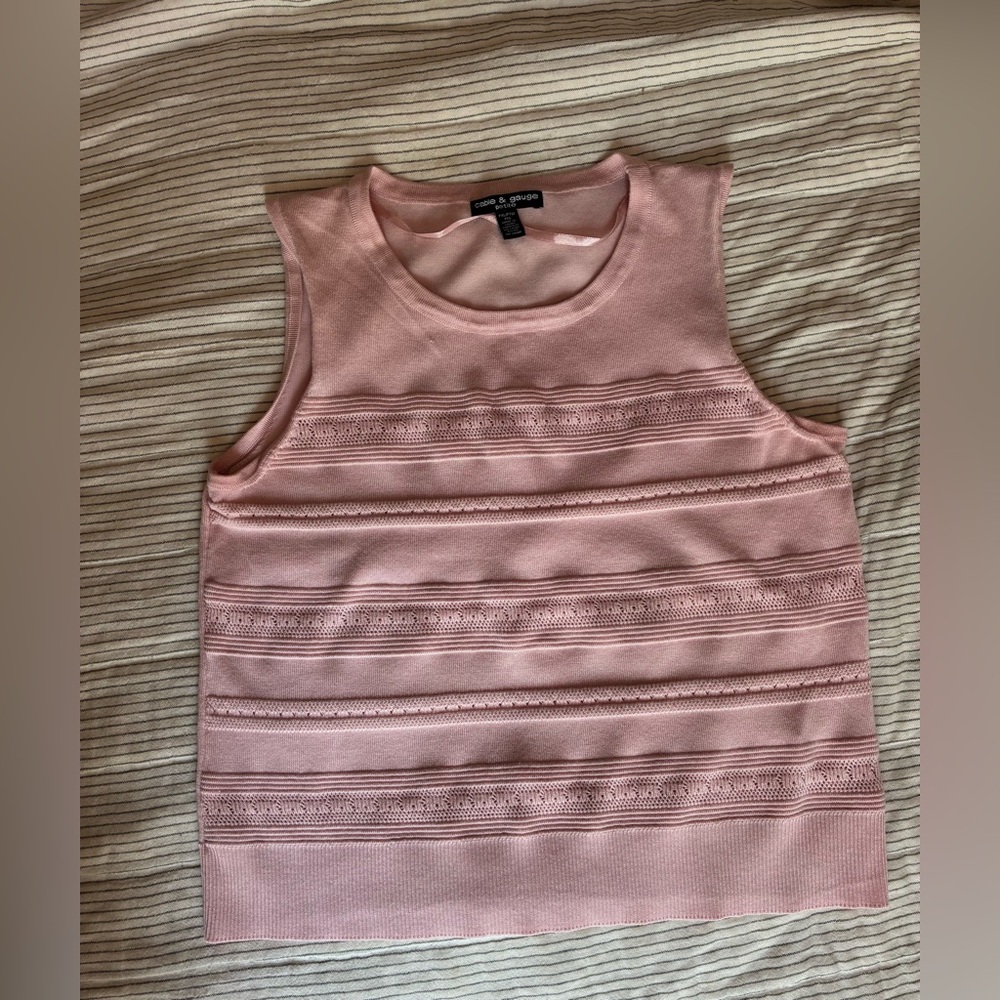 Pink knitted Pointelle Sleeveless Top